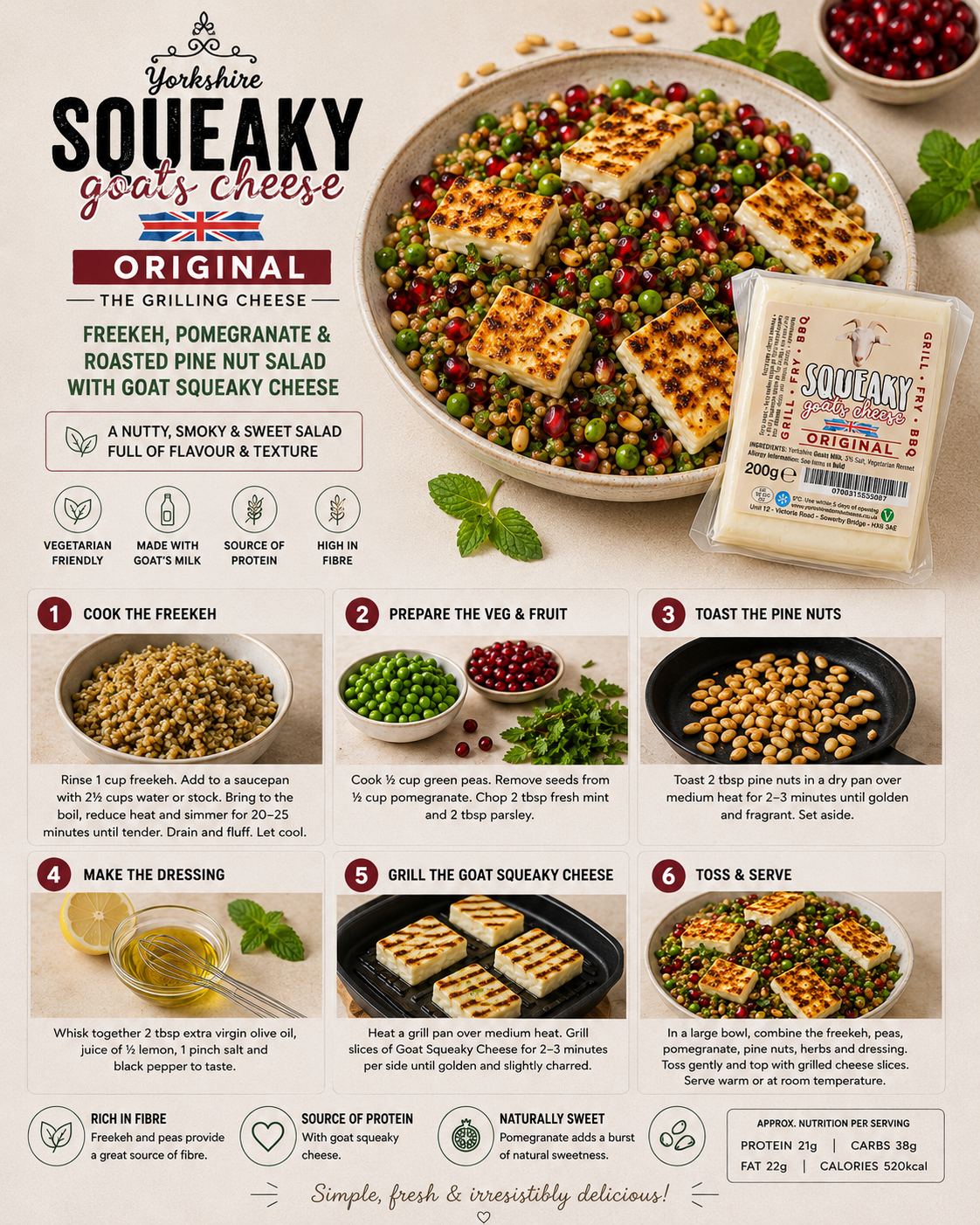 Freekeh Salad with Goat’s Squeaky Cheese