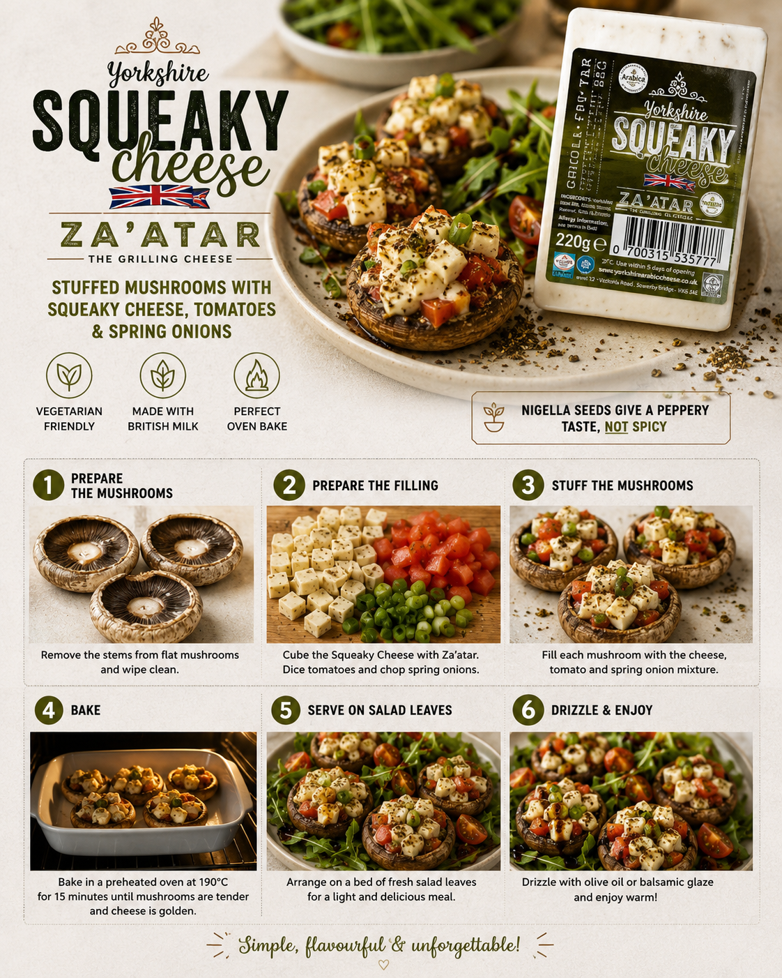 Stuffed Mushrooms with Za’atar Squeaky Cheese Recipe