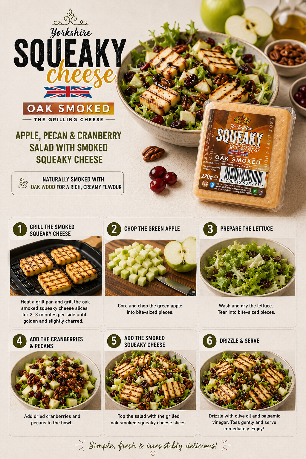 Apple Salad with Oak Smoked Squeaky Cheese
